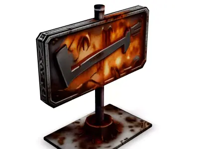 Burning Metal Check Mark Sign Low-poly 3D model