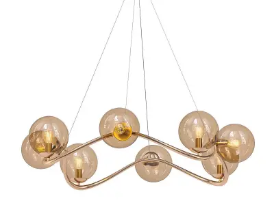 GELLER gold chandelier with glass globes 3D model