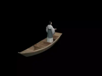 Chinese scene with light boat scholar 3D model purchase