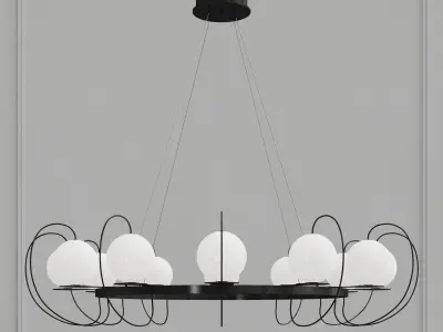 ring-shaped LED chandeliers 3D model