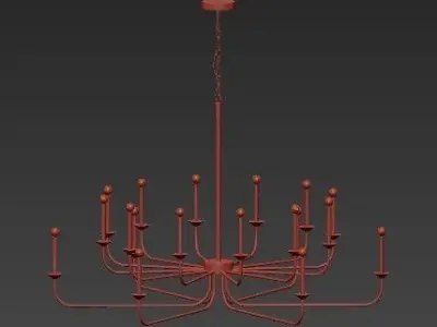 Untitled brass chandelier with six lights 3D model