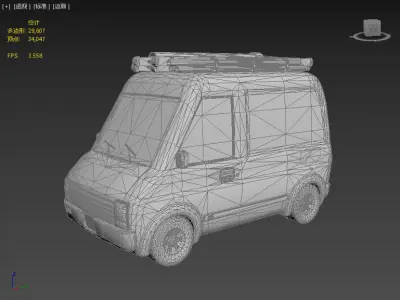 Stylish yellow van Low-poly 3D model
