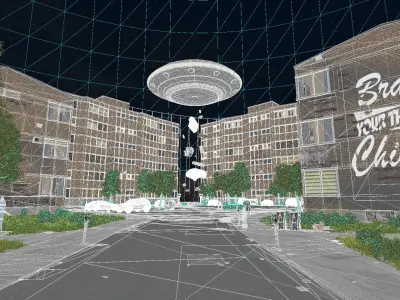 Chicago O Block 2 - Improvements and UFO Abduction Low-poly 3D model