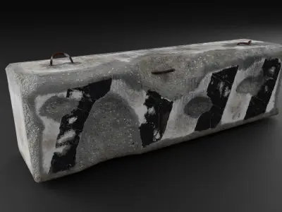 Concrete Barrier Roadblock Low-poly 3D model
