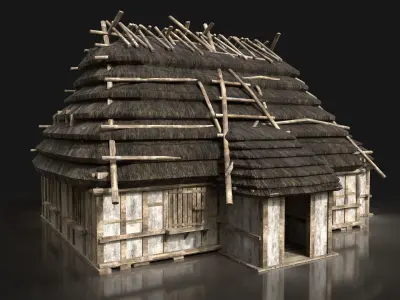 Next Gen AAA THATCHED FANTASY MEDIEVAL WOODEN CABIN HOUSE HUT Low-poly 3D model