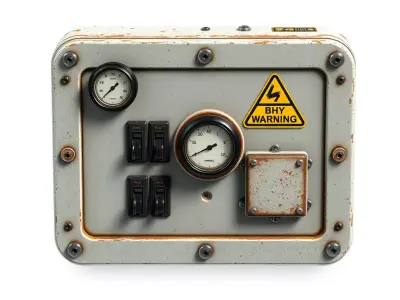 Rusted Industrial Electrical Control Panel Low-poly 3D model