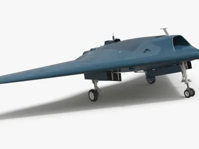  Unmanned Strike Aircraft with Delta Wing Dark Blue Rigged 