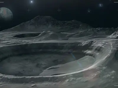 Large-Scale Moon Environment - Craters Low-poly 3D model