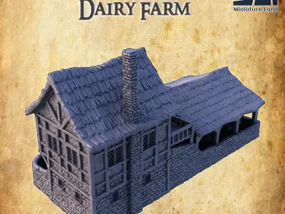 Medieval Dairy Farm Tabletop Terrain 28 MM 3D print model