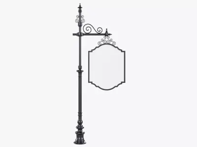 Forged column with hanging sign 01 3D model