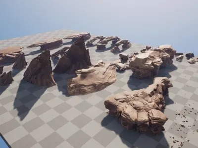 Large Desert Rocks Collection Low-poly 3D model