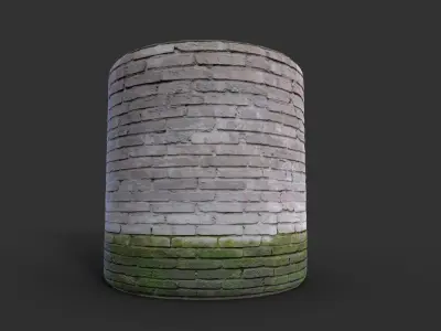 Mossy Painted Brickwall horizontal tile PBR Texture Texture