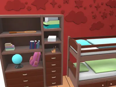 Isometric cartoon children room 06 3D model