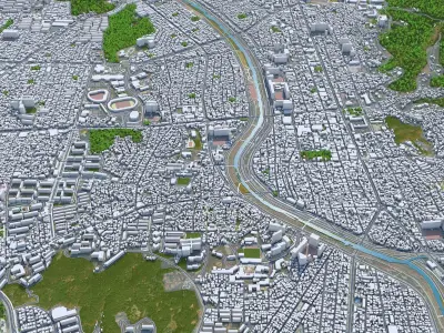 Cheongju Downtown South Korea Low-poly 3D model