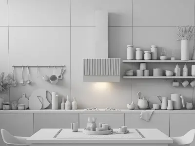 Modern kitchen with black hood 3D model