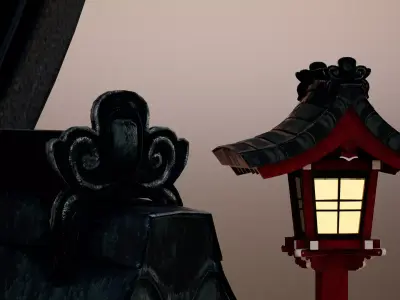 Japanese lantern Low-poly 3D model buy