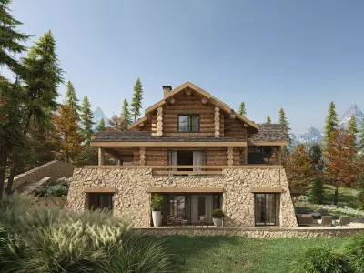Mountain House Scenes and Country House 3D model