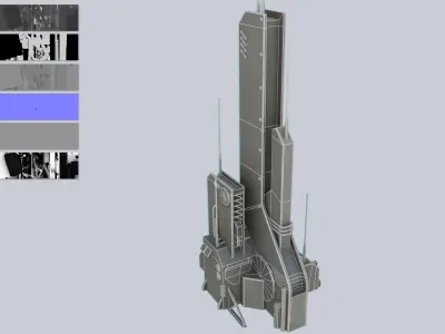 Scifi tower Low-poly 3D model