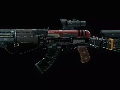 Assault Rifle - AK Volkodav Low-poly 3D model