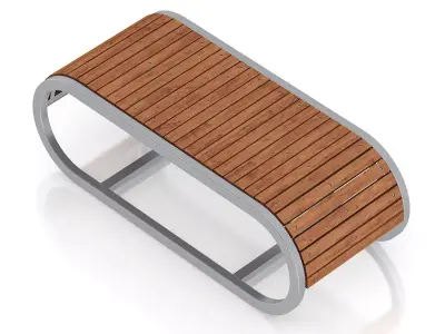 Wooden Bench with Metal Frame 3D model