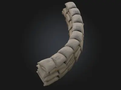 Sandbag Fortification Defensive Barrier Mode 3D model