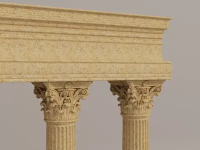  Ancient Roman Stone Pillars with Entablature   3D Model Low-poly 3D model