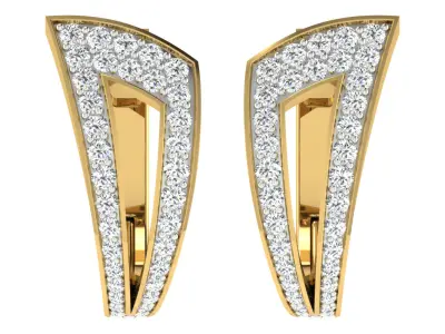 Light Weight Yellow Gold Diamond Earring EZ BI-55 3D print model