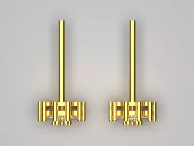 Diamond Cluster Yellow Gold Stud 3D STL Earrings je0040 3D print model