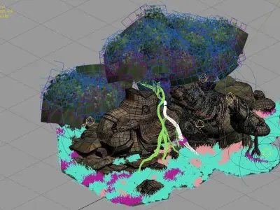 Traces forest Broken Statue of the Emperor 03 3D model