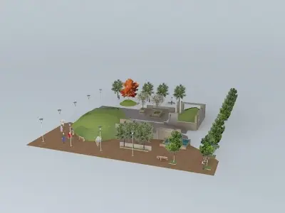 Urban Park with THORN Light Fittings Free 3D model