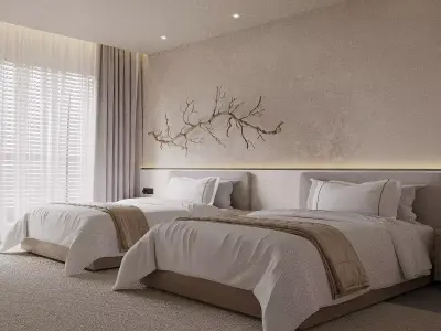Wabi-sabi style hotel room 3D model