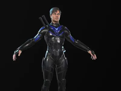 SuperHeroGameReady ninja in suit Low-poly 3D model