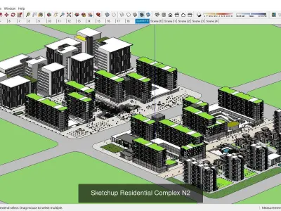 Collection 27 Sketchup Residential Complex models 3D Model Pack