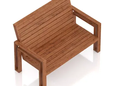 Wooden Bench 3D model buy
