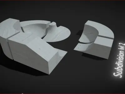 Modular Skatepark Bowl Kit Low-poly 3D model