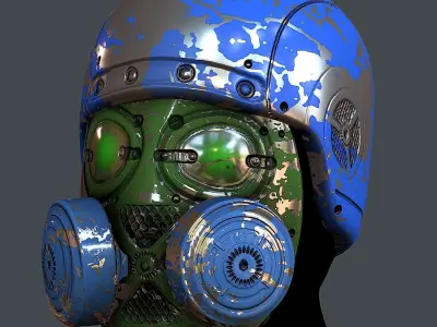 Gas mask helmet 3d model scifi Low-poly Low-poly 3D model 25