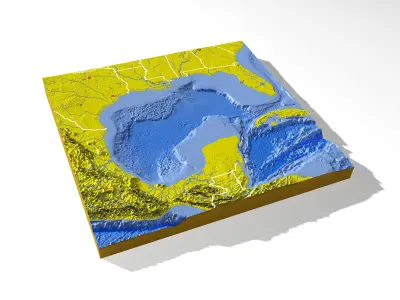 High resolution 3D relief map of Gulf of Mexico 3D model