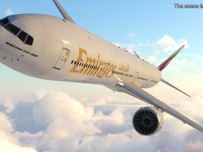  Boeing 777 Emirates Airlines Rigged for Cinema 4D 