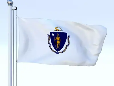 Animated Massachusetts Flag Low-poly 3D model