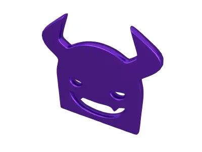 Angry Face with Horns Symbol V1 006 Low-poly 3D model