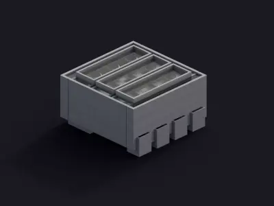 Brutalist Building 04 Low-poly 3D model