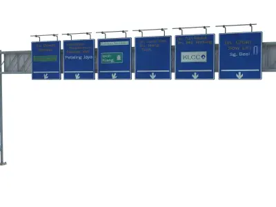 Highway Sign 08 Low-poly 3D model