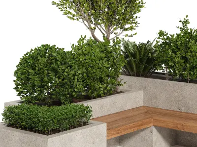 Urban Furniture with plant-set 03 3D model