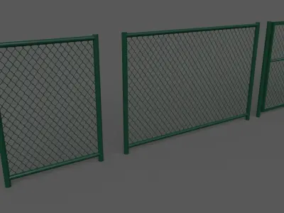 PBR Chain Link Fence For Court F Low-poly 3D model