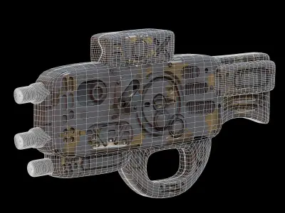 Gun scifi 3d model scifi Low-poly Low-poly 3D model Low-poly 3D model
