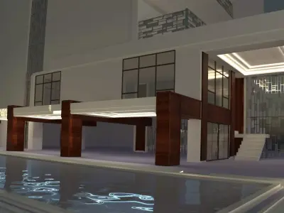 building modern with swimming pool 3D model