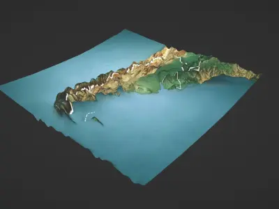 Argentina Map Topography Low-poly 3D model