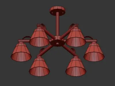 AX183 six light chandelier with wooden shades 3D model