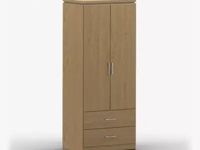 Charles Oak 2 Door 2 Drawer Wardrobe 3D model