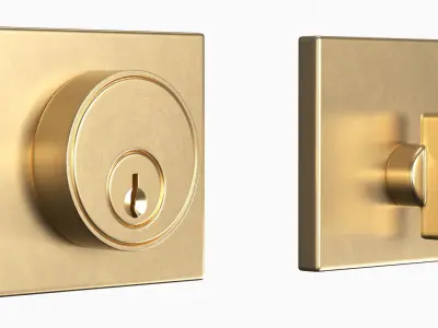 Tumalo Brass Single Square Deadbolt 3D model